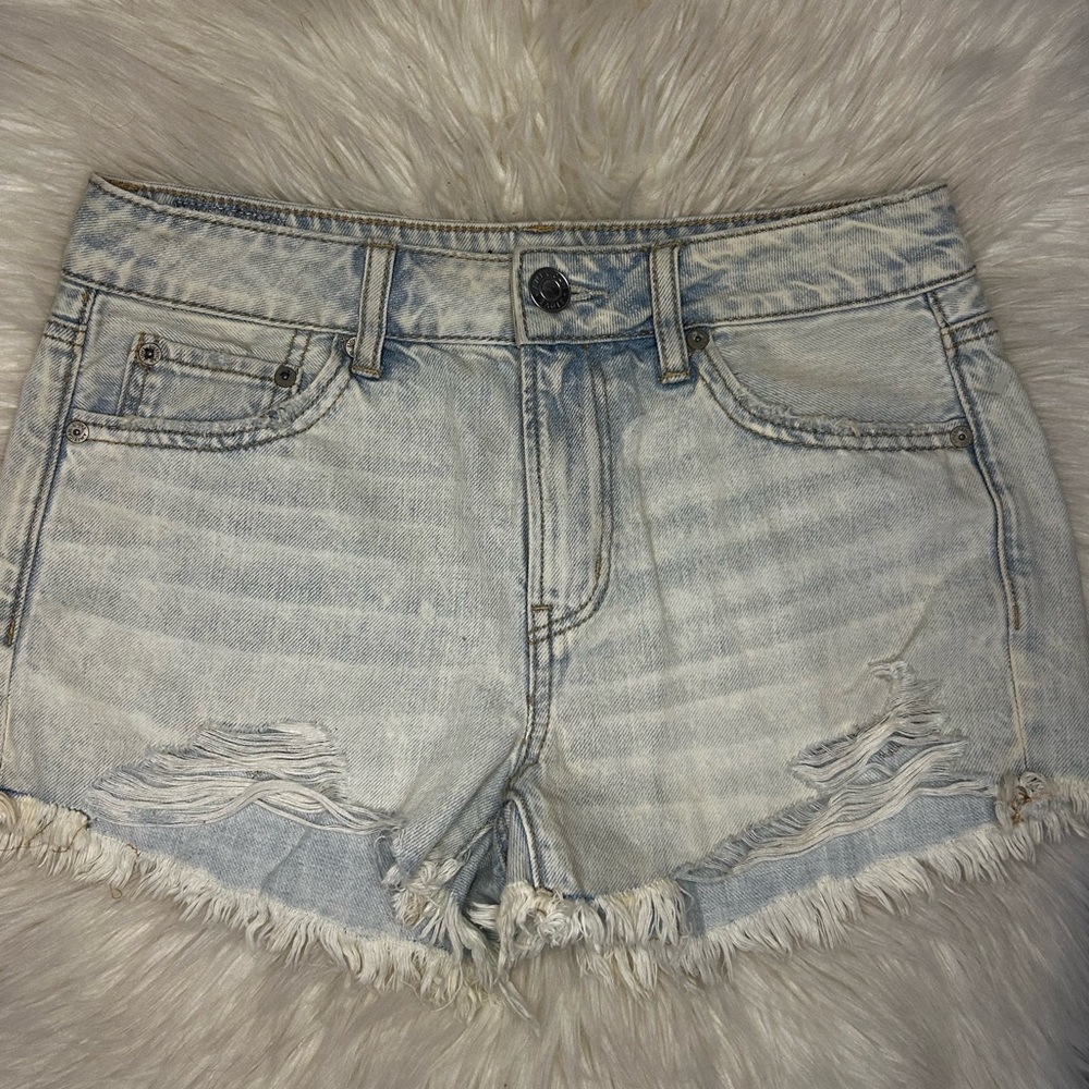 American Eagle Outfitters Light Blue Distressed Jean Shorts